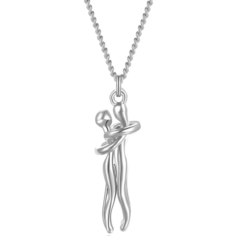 Exquisite Couple Hugging Pendant Necklace For Women Fashion