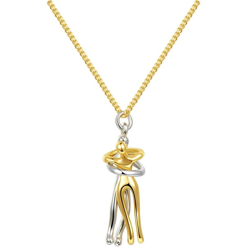 Exquisite Couple Hugging Pendant Necklace For Women Fashion