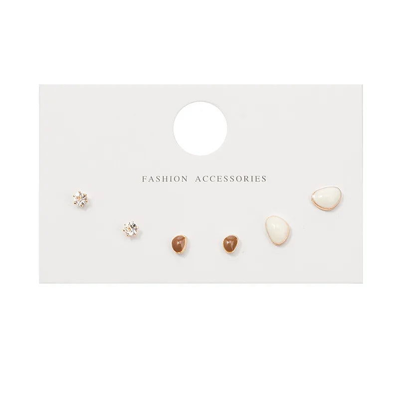 New S925 Silver Needle Stud Earrings Set for Women Girls Simple Cute