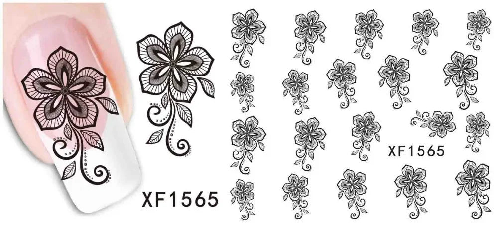 10PCS Set / Kit Random Nail Stickers Flower Leaf Necklace