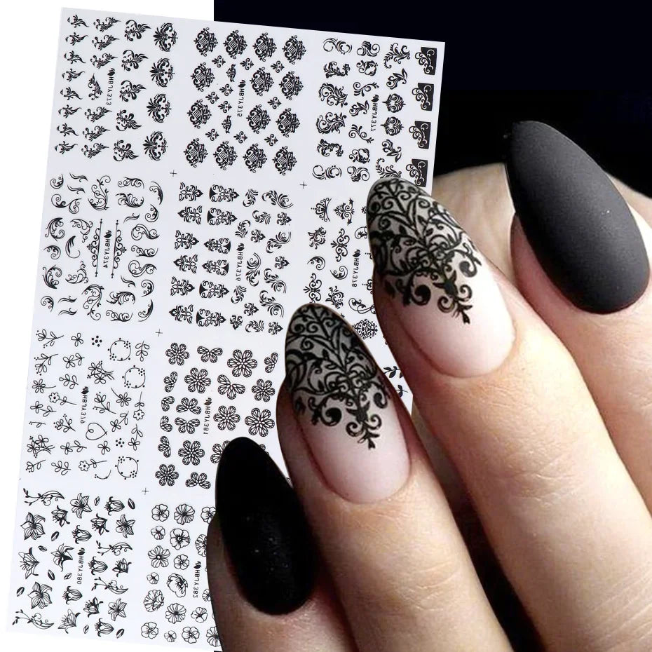 10PCS Set / Kit Random Nail Stickers Flower Leaf Necklace