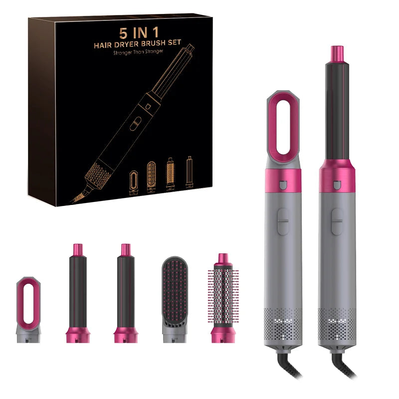 2025 New 5-in-1 Hair Dryer Hot Comb Set Professional Curling Iron Hair Straightener Styling