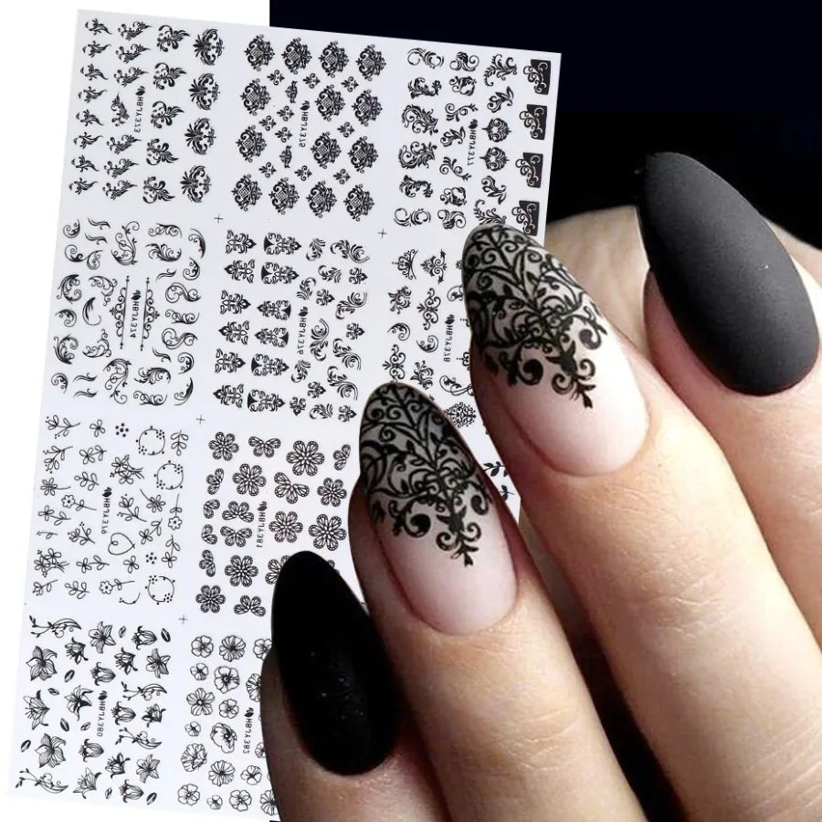 10PCS Set / Kit Random Nail Stickers Flower Leaf Necklace