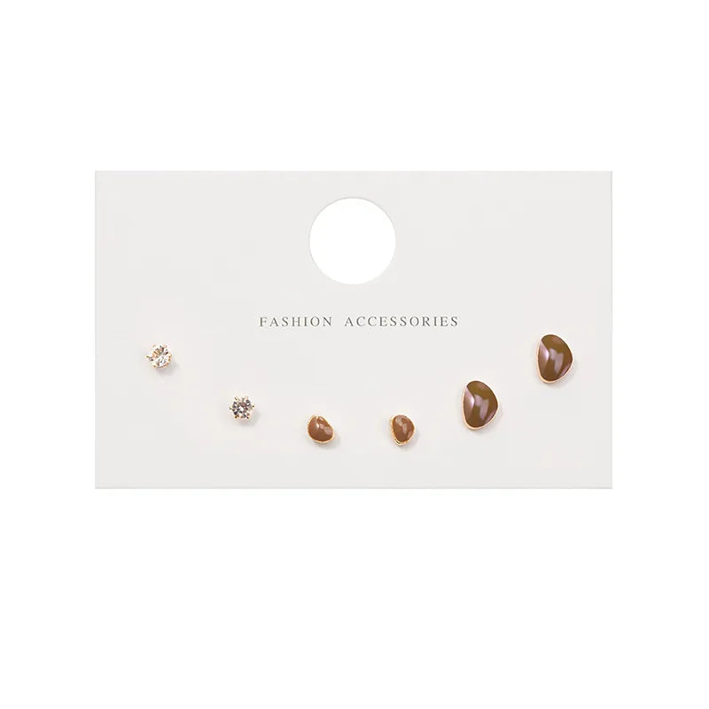 New S925 Silver Needle Stud Earrings Set for Women Girls Simple Cute