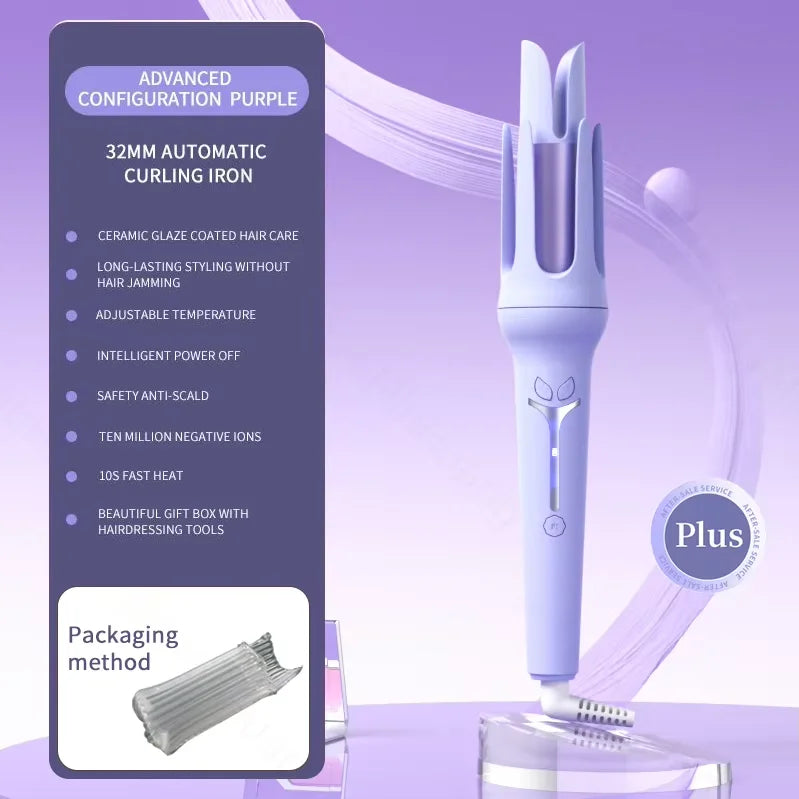 Automatic Curling Iron 32 mm Big Roll Anion Ceramic Hair Curler 4-Speed Adjustable