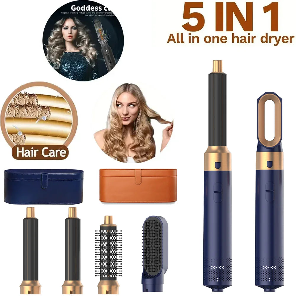2025 New 5-in-1 Hair Dryer Hot Comb Set Professional Curling Iron Hair Straightener Styling