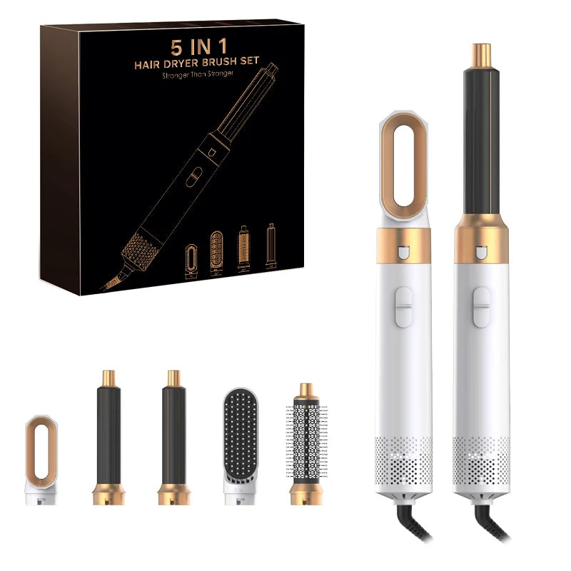 2025 New 5-in-1 Hair Dryer Hot Comb Set Professional Curling Iron Hair Straightener Styling