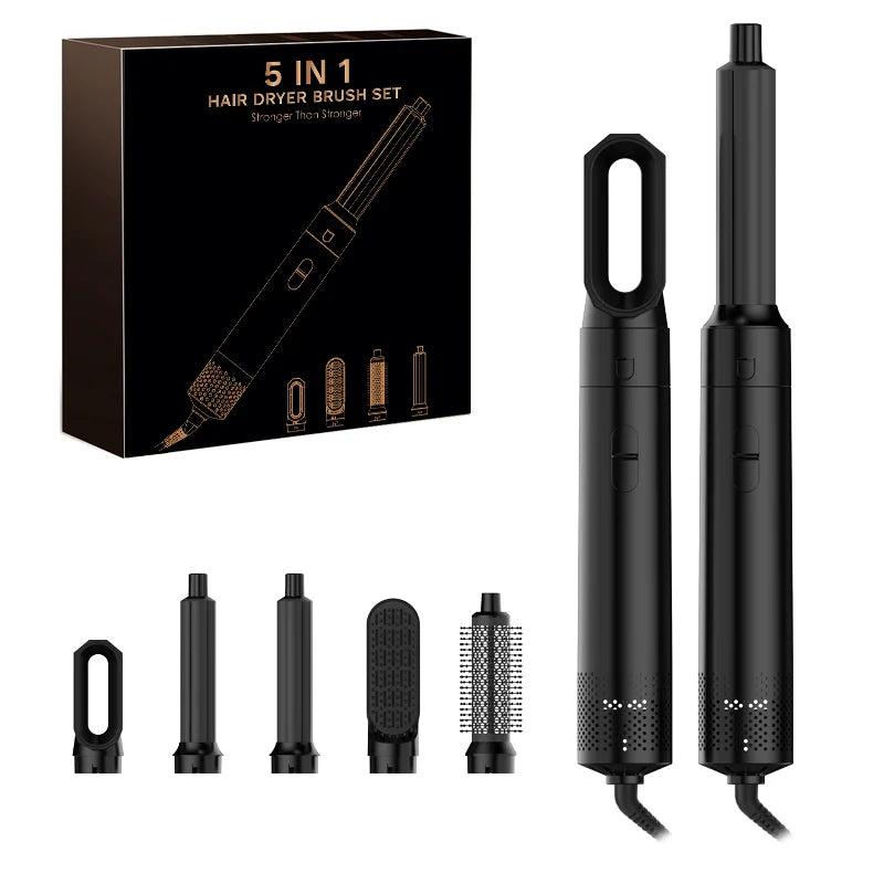 2025 New 5-in-1 Hair Dryer Hot Comb Set Professional Curling Iron Hair Straightener Styling