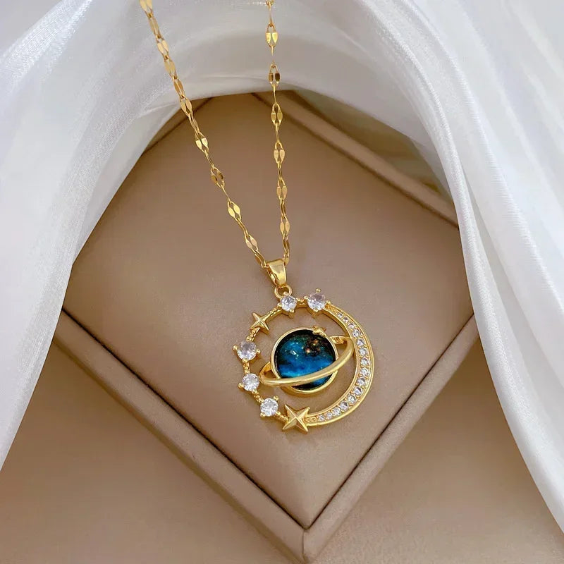 Collars Para Mejer Delicate and Beautiful Starry Pendant Necklace With Micro