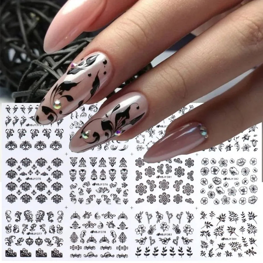 10PCS Set / Kit Random Nail Stickers Flower Leaf Necklace