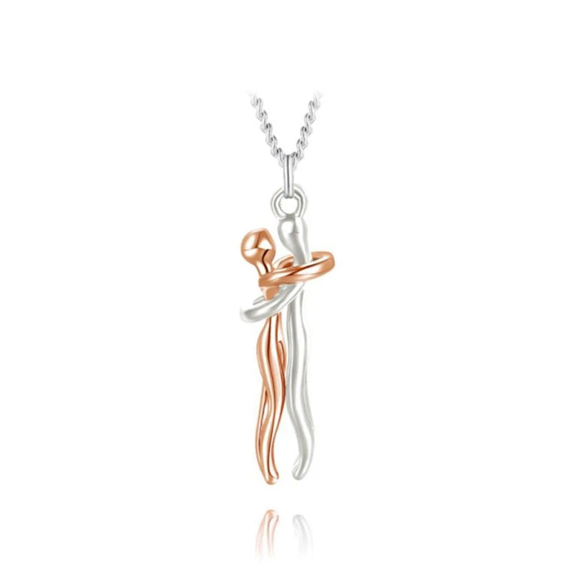 Exquisite Couple Hugging Pendant Necklace For Women Fashion