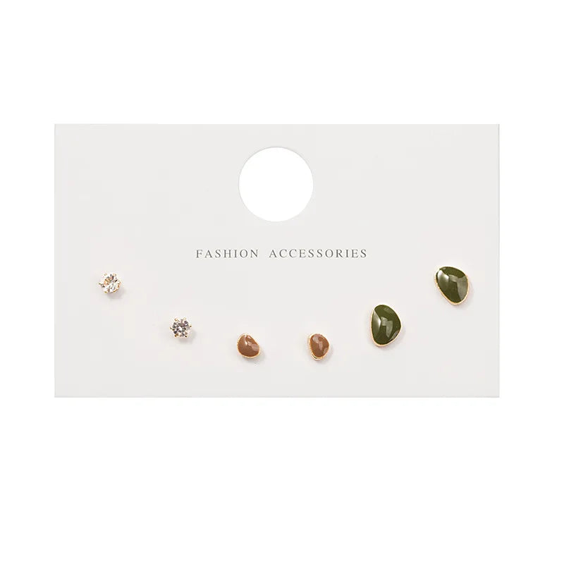 New S925 Silver Needle Stud Earrings Set for Women Girls Simple Cute