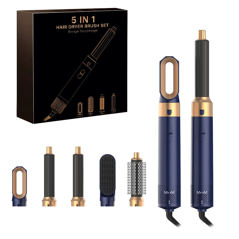 2025 New 5-in-1 Hair Dryer Hot Comb Set Professional Curling Iron Hair Straightener Styling