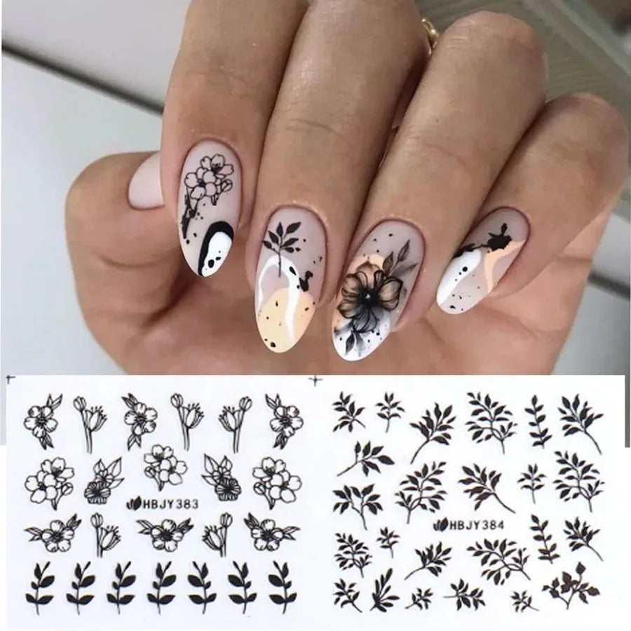 10PCS Set / Kit Random Nail Stickers Flower Leaf Necklace