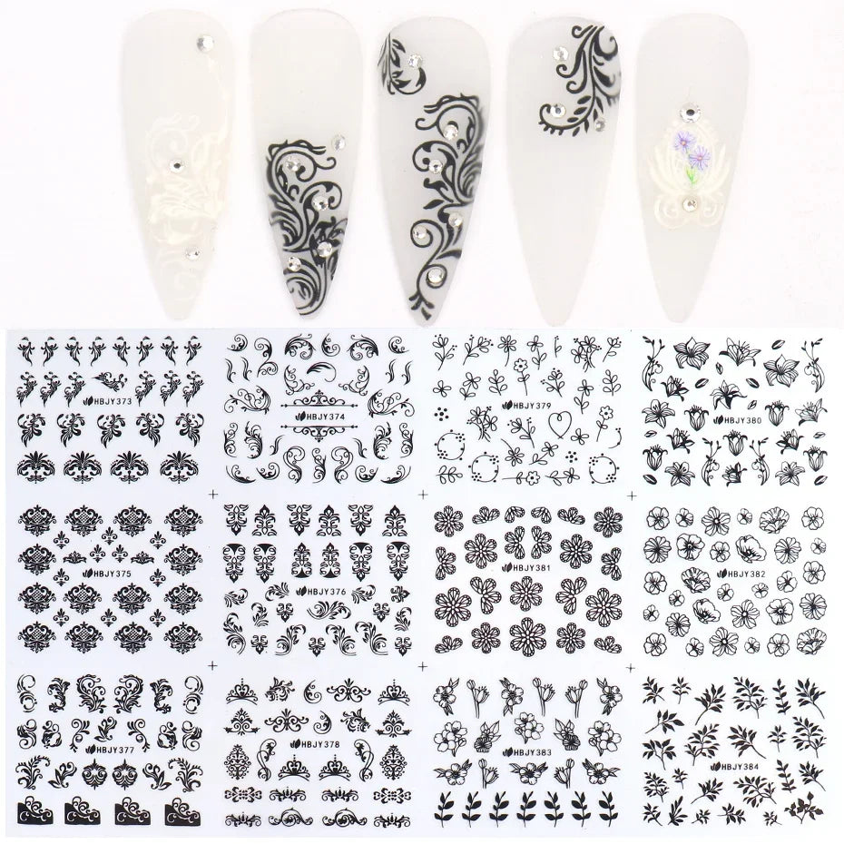 10PCS Set / Kit Random Nail Stickers Flower Leaf Necklace
