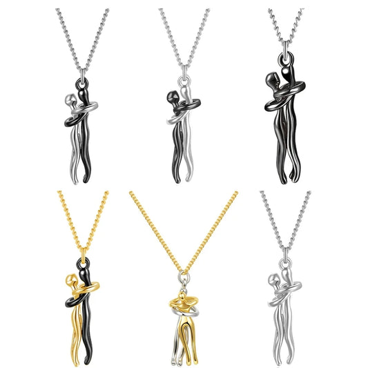 Exquisite Couple Hugging Pendant Necklace For Women Fashion