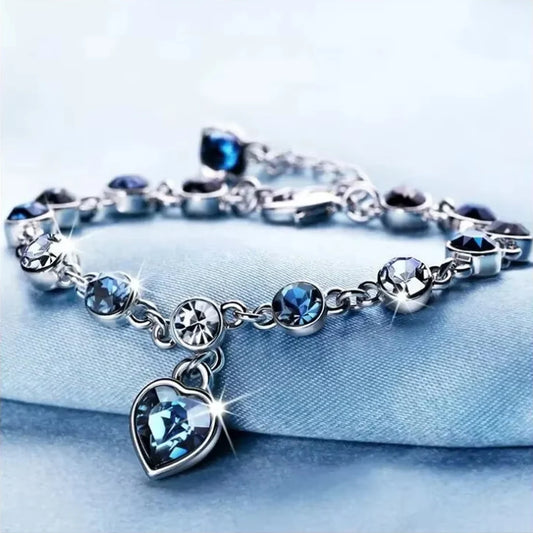 Women Silver Color Lucky Bracelet Female Blue