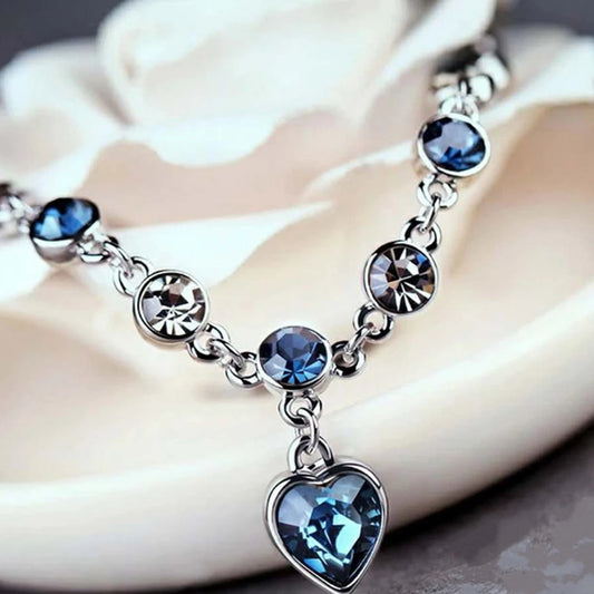 Women Silver Color Lucky Bracelet Female Blue