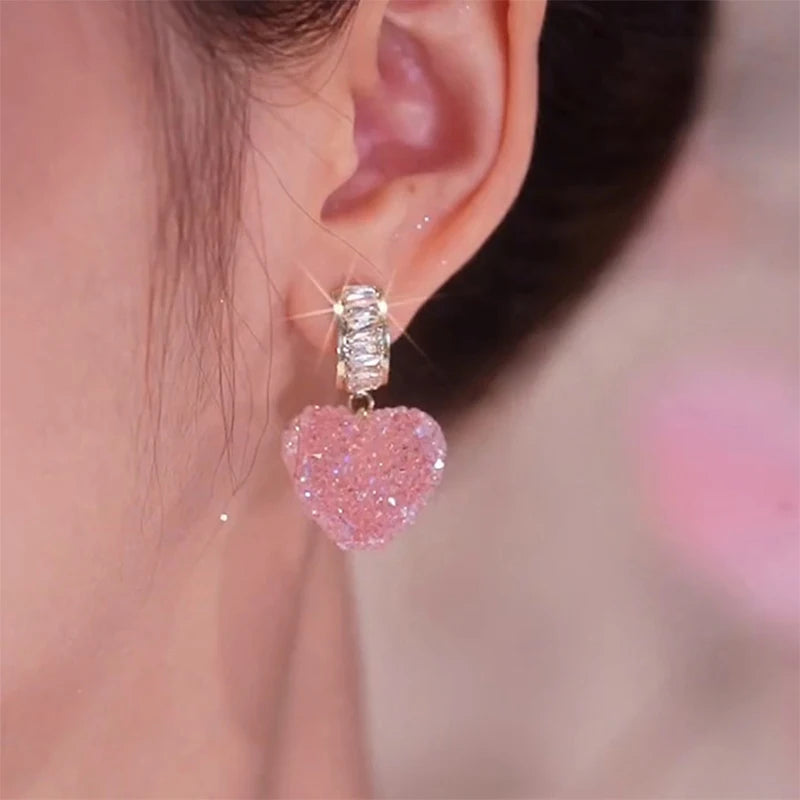 Pink Fudge Love Sweet And Fresh Super Fairy Cute Earrings For Women Korean